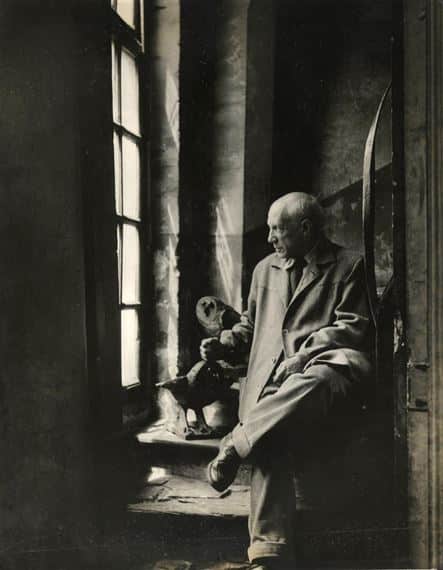 Denise Colomb | Picasso dans son atelier avec les chouettes | 1952